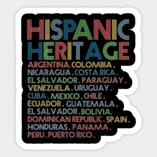 Hispanic Heritage Month Latino All Countries Names Sticker